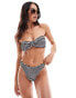 Фото #2 товара ASOS DESIGN Amy crinkle high leg hipster bikini bottom in mono stripe