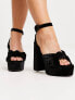 ASOS DESIGN Wide Fit Natia knotted platform heeled sandals in black