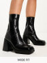 Фото #1 товара ASOS DESIGN Wide Fit Rover heeled leather boots in black