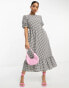 Фото #1 товара Nobody's Child Maria lace up back smock midi dress in mono gingham