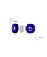 Фото #3 товара Spiritual Round Navy Blue Nazar Evil Eye Stud Earrings For Women Murano Glass Sterling Silver 9MM