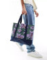 Фото #2 товара Paul Smith tote bag with floral print in navy green purple