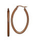 ფოტო #1 პროდუქტის Stainless Steel Polished Brown plated Oval Hoop Earrings