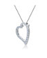 ფოტო #7 პროდუქტის Sterling Silver with Round Cubic Zirconia Thick Open Heart Frame Necklace