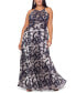 ფოტო #1 პროდუქტის Plus Size Floral Foil Print Halter-Neck Gown