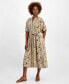 Фото #1 товара Women's Printed Split-Neck Puff-Sleeve Dress