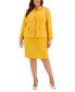 Фото #1 товара Plus Size Crepe Wing-Collar Jacket & Slim Skirt Suit