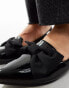 ASOS DESIGN Wide Fit Lake bow pointed ballet flats in black