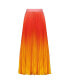 Women's Pleated Charmeuse Ombre Maxi Skirt