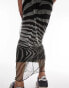 Topshop animal cut about zebra midi mesh skirt in midi Разноцветный, 38 - фото #3