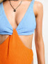 Фото #7 товара Vero Moda crickle cut out swimsuit in blue and orange