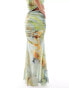 Фото #4 товара ASOS DESIGN co-ord mesh maxi skirt with side split in tie dye print