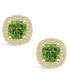 ფოტო #2 პროდუქტის Peridot (2-1/5 ct. t.w.) and Diamond (3/8 ct. t.w.) Halo Stud Earrings in 14K Yellow Gold