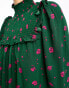 Фото #3 товара Glamorous high neck mini smock dress with shirring in green pink floral