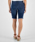 Фото #2 товара Petite Raw-Edge Denim Bermuda Shorts, Created for Macy's