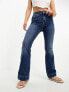 River Island Petite high rise flare jean in medium denim