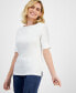 Petite Cotton Elbow-Sleeve Boat-Neck Top, Created for Macy's