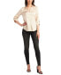 ფოტო #1 პროდუქტის Juniors' Satin Roll-Tab-Sleeve Button-Down Blouse