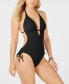 Bar Iii 259156 Women's Black Solid Cutout Black One Piece Swimsuit Size XL