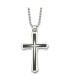 Фото #1 товара Chisel brushed Black IP-plated CZ Cross Pendant Ball Chain Necklace