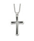 ფოტო #1 პროდუქტის Brushed Black IP-plated CZ Cross Pendant Ball Chain Necklace