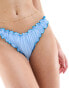 The Frolic lettuce contrast edge bow detail bikini bottom in pastel blue