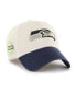 Men's '47 Cream, College Navy Seattle Seahawks Sidestep Clean Up Adjustable Hat