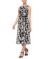 Women's Sequin Floral Embroidered Sleeveless Fit & Flare Dress