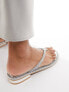 Simmi London Wide Fit Havanah embellished flat sandal in silver