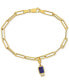 ფოტო #1 პროდუქტის Lab-Grown Sapphire (1-5/8 ct. t.w.) & Lab-Grown White Sapphire (1/6 ct. t.w.) Single Charm Link Bracelet in Gold-Plated Sterling Silver
