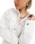 Фото #2 товара COLLUSION denim shirt mini dress in white