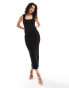 YAS knitted strap maxi dress in black - BLACK