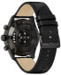 ფოტო #3 პროდუქტის Men's Summit 3 Black Leather Strap Smart Watch 42mm