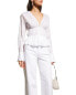 Фото #3 товара Frame Ruched V Neck Blouse Blanc in White Size M