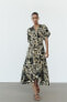 Фото #1 товара Платье из смесового льна с тропическим принтом ZARA
