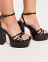 ASOS DESIGN Wide Fit – Nate – Schwarze Plateau-Sandalen mit Absatz, weite Passform Kroko-Schwarz, 40 - фото #3