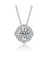 Фото #1 товара Sterling Silver White Gold Plated with 1ctw Lab Created Moissanite Round Halo Vintage Style Pendant Necklace