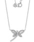 Фото #1 товара Macy's cubic Zirconia Baguette & Round Dragonfly Pendant Necklace in Sterling Silver, 18" + 2" extender