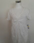 Style & Co Womens V Neck Short Sleeve Embroidered Blouse Ivory M