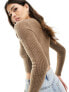 Mango fluffy cropped jumper in brown