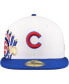 Men's White/Royal Chicago Cubs Major Sidepatch 59FIFTY Fitted Hat