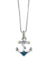 EFFY Collection eFFY® Balissima Blue Topaz Anchor Pendant Necklace (7/8 ct. t.w.) in Sterling Silver and 18k Gold