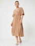 Фото #6 товара Платье женское Koton Oversize Midi с поясом и V-образным вырезом