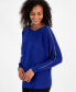 ფოტო #3 პროდუქტის Women's Ribbed Embellished Dolman-Sleeve Sweater