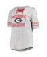 ფოტო #3 პროდუქტის Women's Heather Gray Distressed Georgia Bulldogs Plus Size Striped Lace-Up V-Neck T-shirt