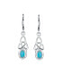 ფოტო #2 პროდუქტის Irish Love Knot Oval Bezel Set Semi Precious Gemstone Stabilized Turquoise Dangle Celtic Knot Earrings For Women Teens .925 Sterling Silver Lever Back