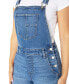 Фото #4 товара Juniors' Cuffed Shorts Denim Overalls