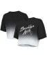 ფოტო #3 პროდუქტის Women's Threads Black, White Brooklyn Nets Dirty Dribble Tri-Blend Cropped T-shirt
