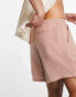 ASOS DESIGN wide textured shorts in shorter length in pink