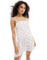 ASOS DESIGN poplin tie strap trapeze mini dress in strawberry print Эрдбермустер, M - EU 40-42 - фото #4